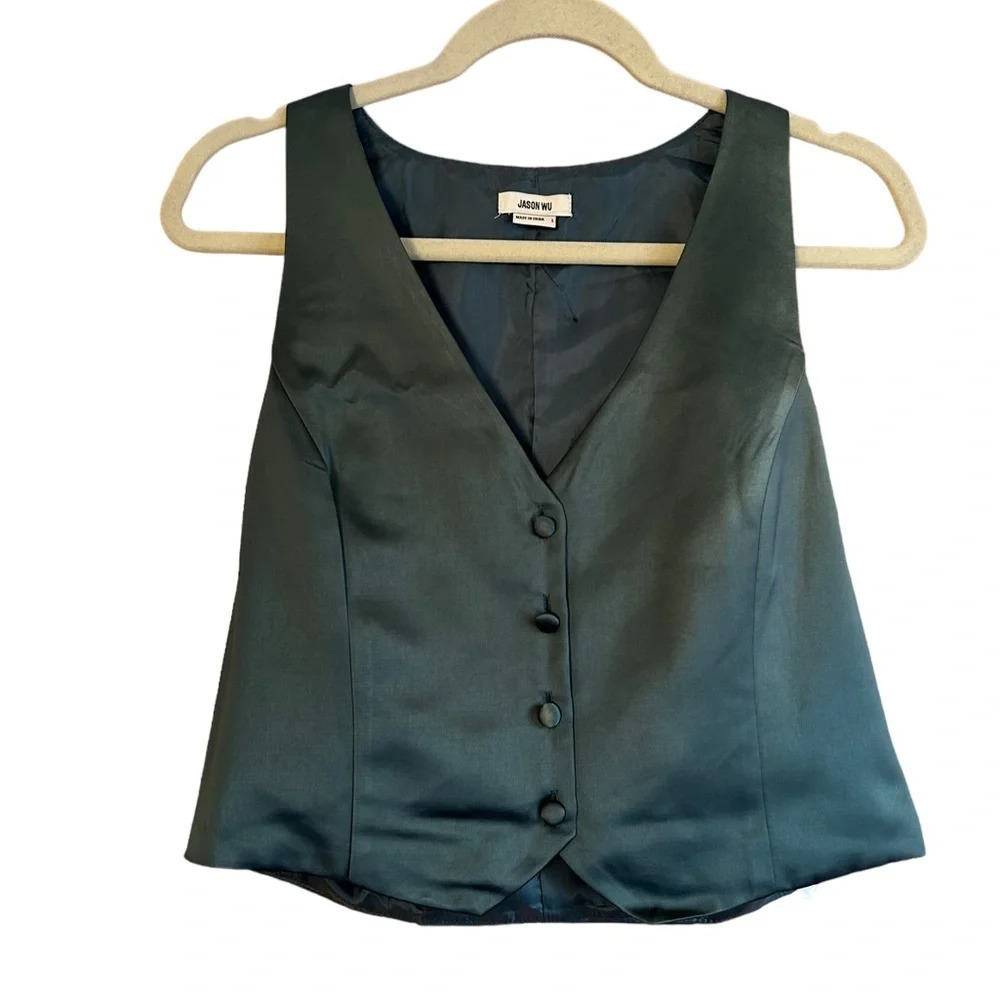 NWT JASON WU FOREST GREEN SATIN VEST